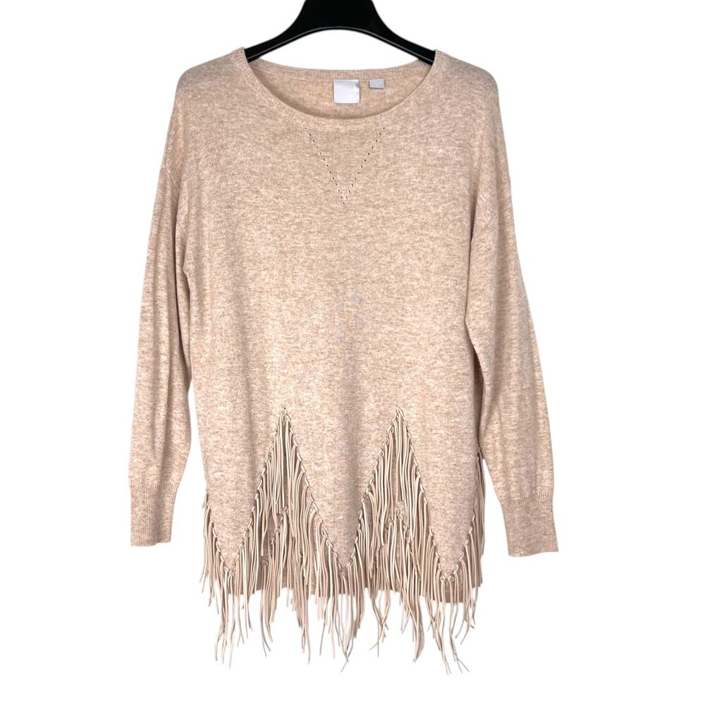 Zero Degrees Celsius (0°C) Women's Size S Tan Sweater Faux Suede Fringe